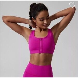Athleta A-C Ultimate Zip up Front sports bra hot pink size XS